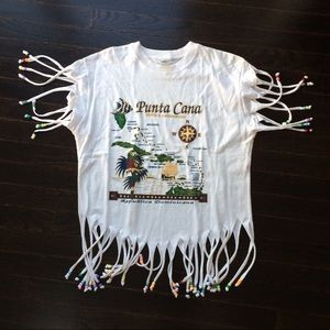 100% Cotton Beaded Caribbean Map Shirt Punta Cana